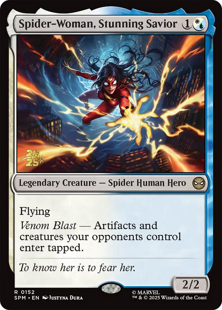 Spider-Woman, Stunning Savior [Marvel's Spider-Man Prerelease Promos] Magic: The Gathering