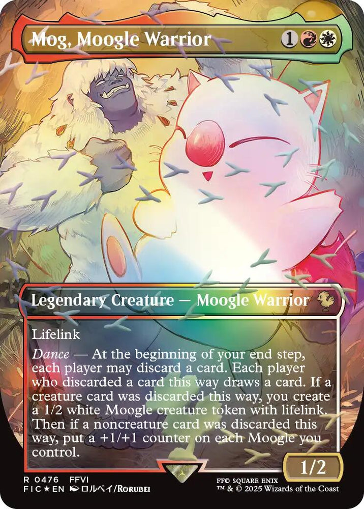 Mog, Moogle Warrior (Borderless) (Chocobo Track Foil) [FINAL FANTASY Commander] Magic: The Gathering