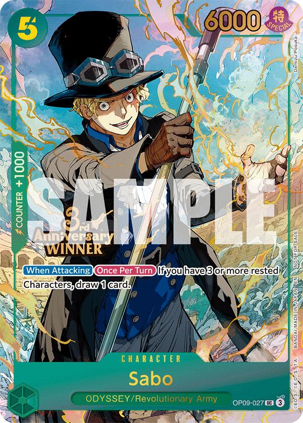 Sabo (OP09-027) (3rd Anniversary Winner) [One Piece Promotion Cards] Bandai