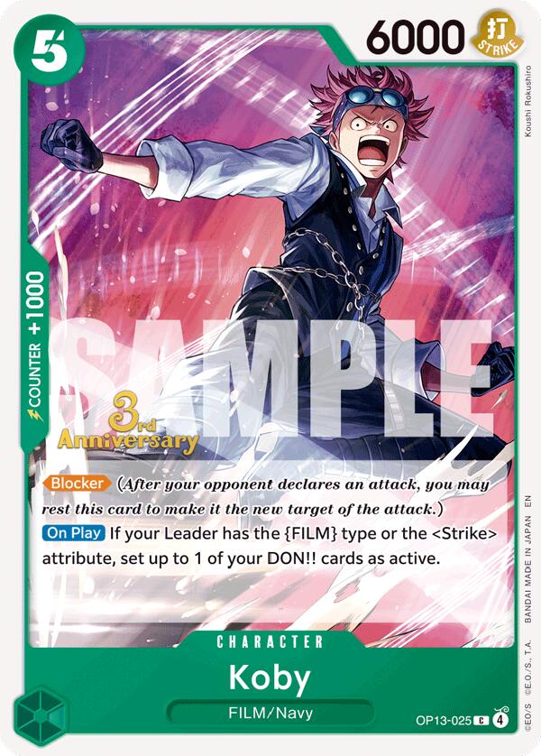 Koby [Carrying On His Will: 3rd Anniversary Tournament Cards] Bandai