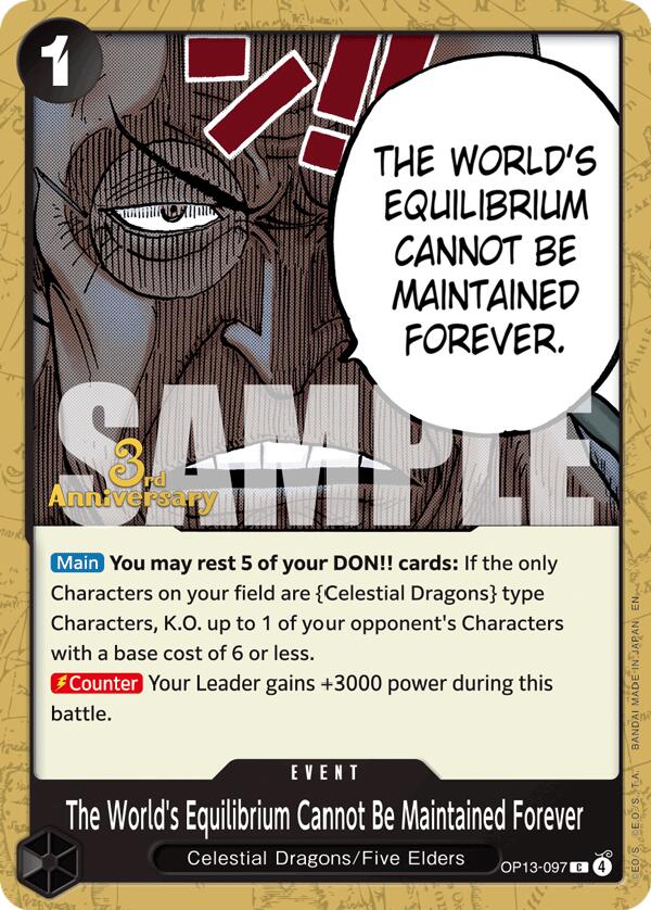 The World's Equilibrium Cannot Be Maintained Forever [Carrying On His Will: 3rd Anniversary Tournament Cards] Bandai