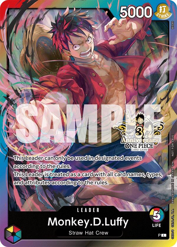 Monkey.D.Luffy (3rd Anniversary Tournament 3 Brothers Pack) [Carrying On His Will: 3rd Anniversary Tournament Cards] Bandai