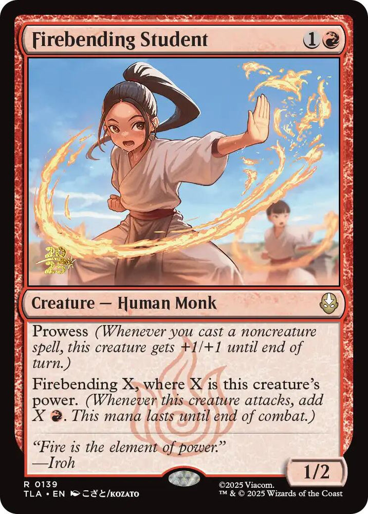 Firebending Student [Avatar: The Last Airbender Prerelease Cards] Magic: The Gathering