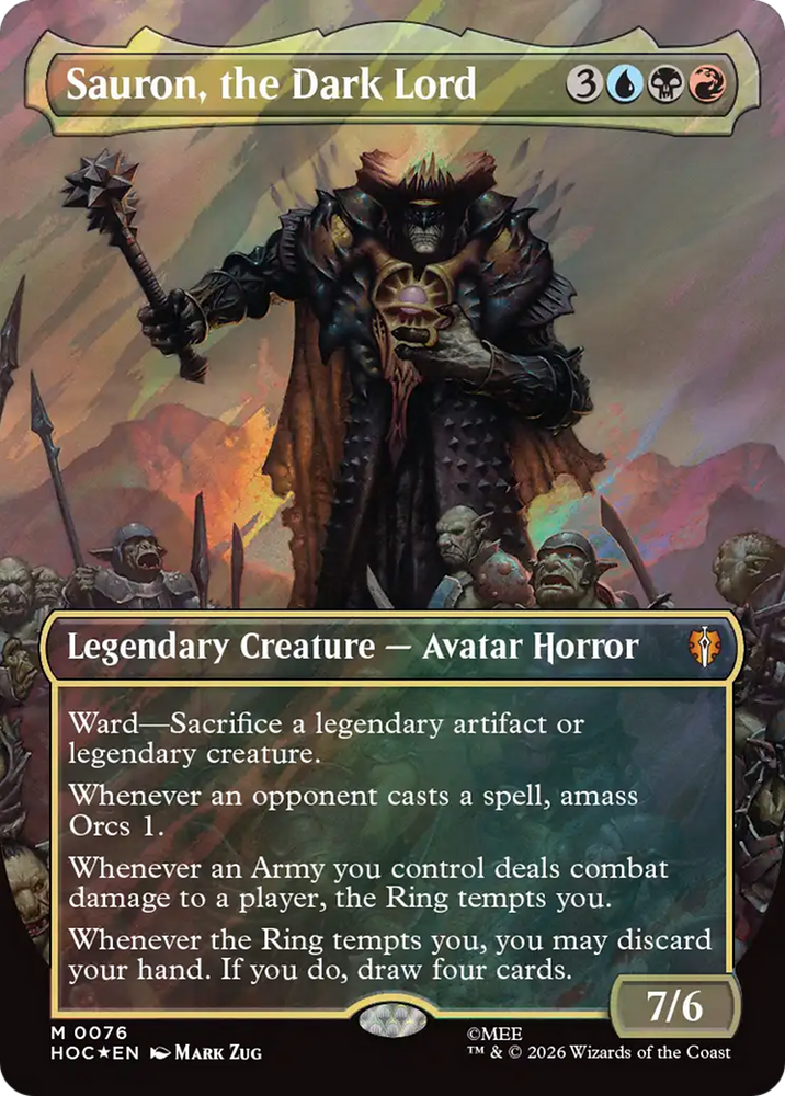 Sauron, the Dark Lord (Borderless) (Surge Foil) [The Hobbit] Magic: The Gathering
