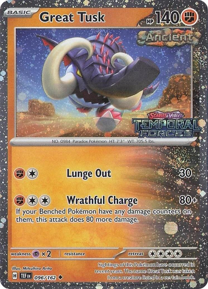 Great Tusk (096/162) (Temporal Forces Stamped) [Scarlet & Violet: Temporal Forces] Pokémon