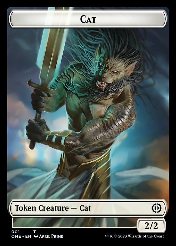Rebel // Cat Double-Sided Token [Phyrexia: All Will Be One Tokens] Magic: The Gathering