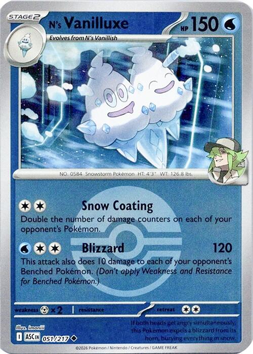 N's Vanilluxe (051/217) (Poke Ball) [Mega Evolution: Ascended Heroes] Pokémon