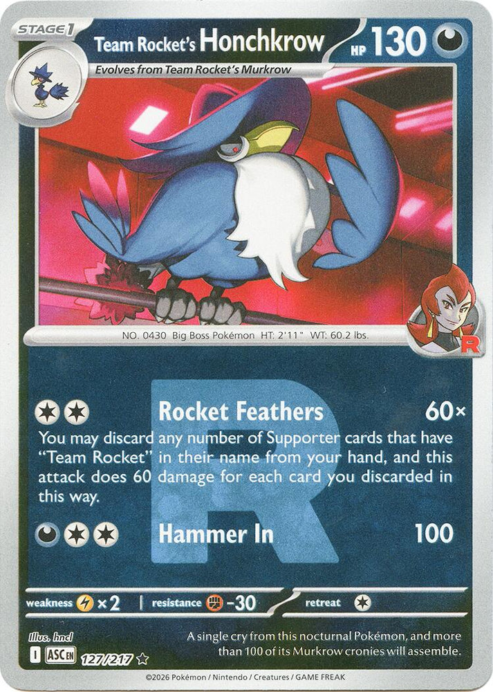 Team Rocket's Honchkrow (127/217) (Team Rocket) [Mega Evolution: Ascended Heroes] Pokémon