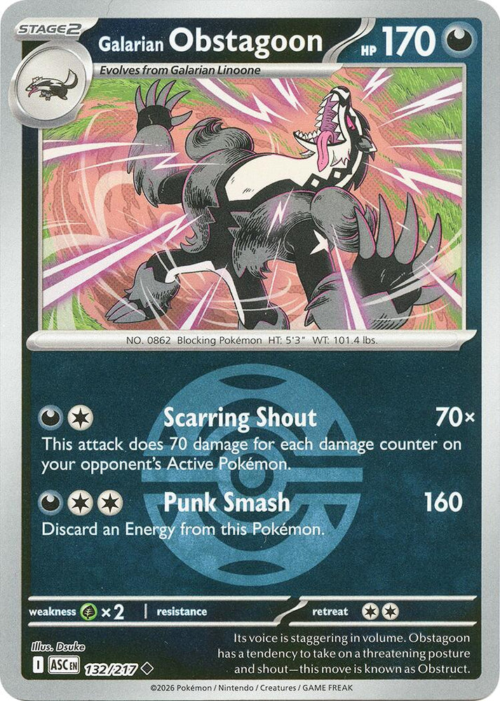 Galarian Obstagoon (132/217) (Dusk Ball) [Mega Evolution: Ascended Heroes] Pokémon