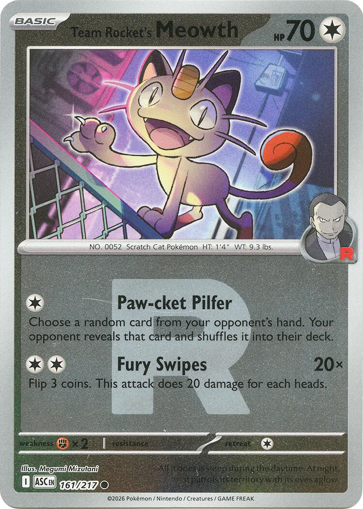 Team Rocket's Meowth (161/217) (Team Rocket) [Mega Evolution: Ascended Heroes] Pokémon