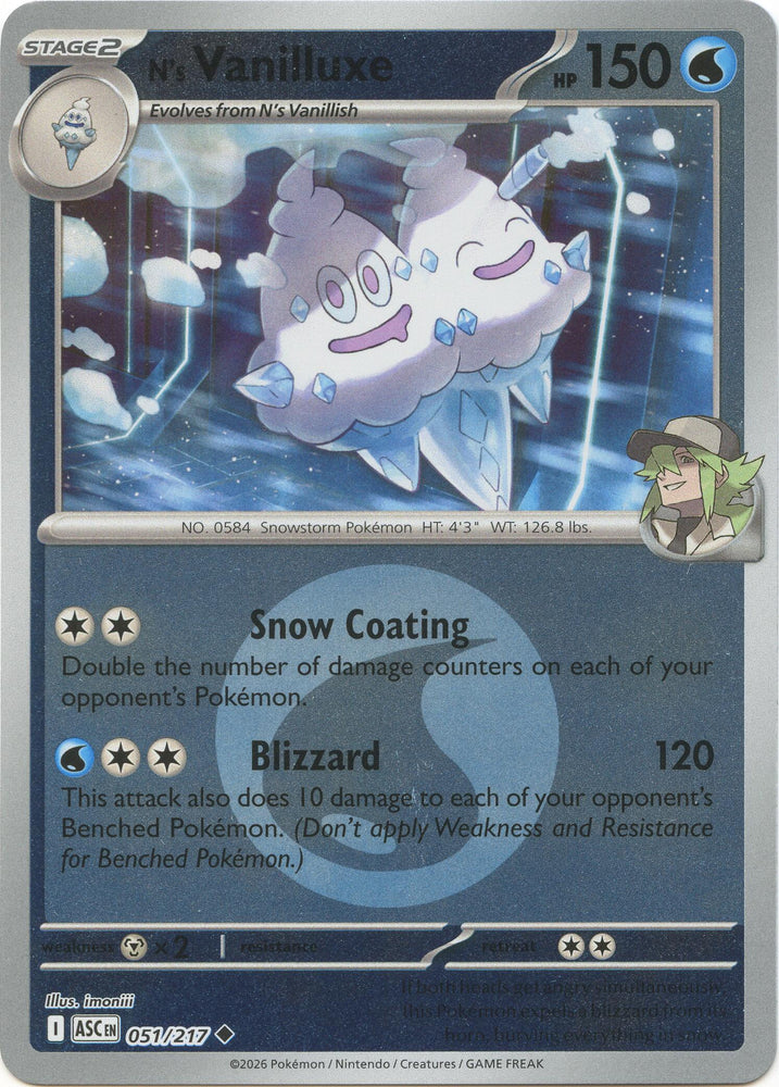 N's Vanilluxe (051/217) (Energy Symbol Pattern) [Mega Evolution: Ascended Heroes] Pokémon
