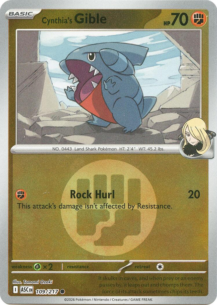 Cynthia's Gible (109/217) (Energy Symbol Pattern) [Mega Evolution: Ascended Heroes] Pokémon