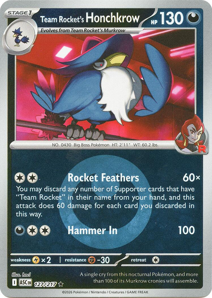 Team Rocket's Honchkrow (127/217) (Energy Symbol Pattern) [Mega Evolution: Ascended Heroes] Pokémon