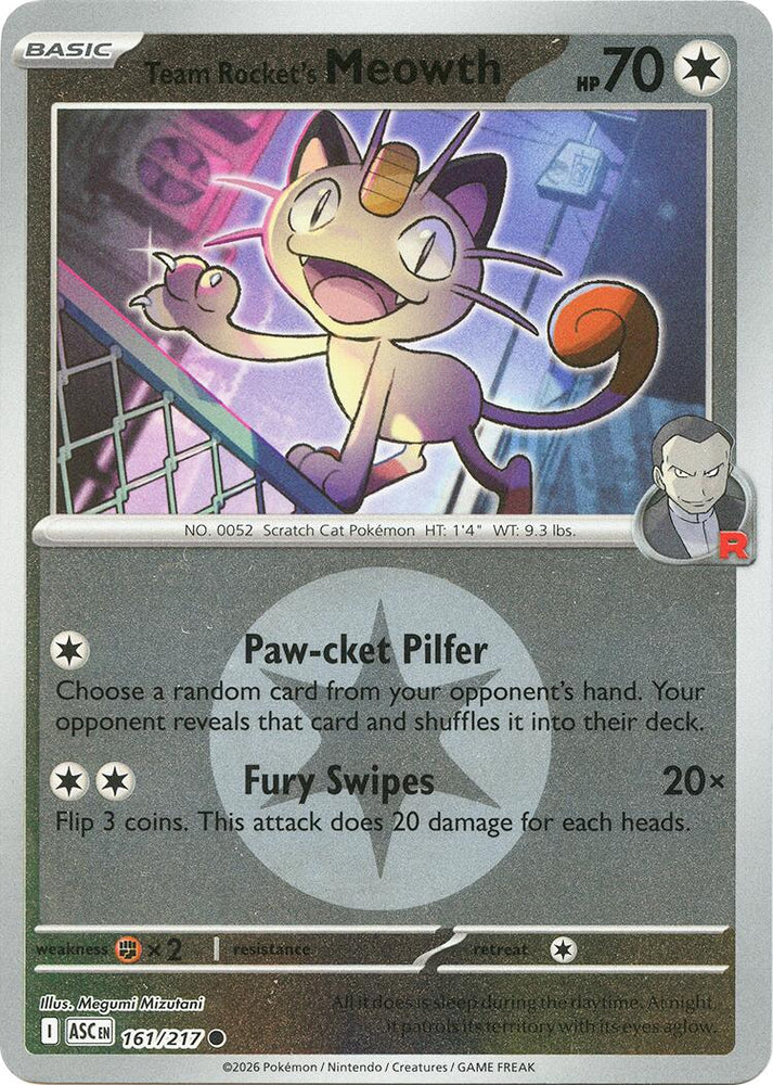 Team Rocket's Meowth (161/217) (Energy Symbol Pattern) [Mega Evolution: Ascended Heroes] Pokémon
