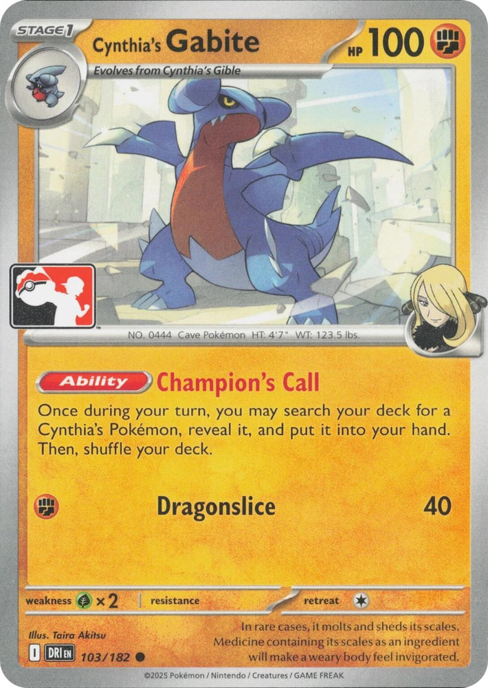 Cynthia's Gabite (103/182) [Prize Pack Series Eight] Pokémon