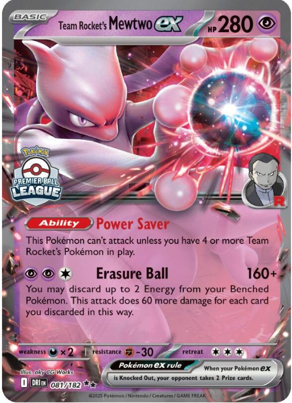 Team Rocket's Mewtwo ex (081/182) [League & Championship Cards] Pokémon