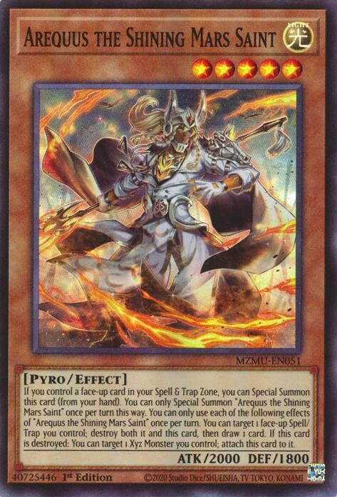 Arequus the Shining Mars Saint [MZMU-EN051] Super Rare Yu-Gi-Oh!