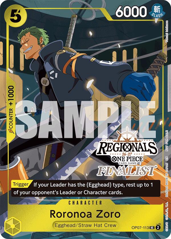 Roronoa Zoro (Regionals Finalist Card Set 26-27) [One Piece Promotion Cards] Bandai