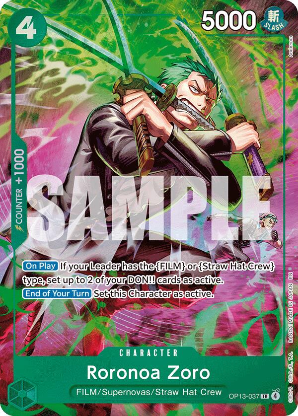 Roronoa Zoro (OP13-037) (Treasure Rare) [Adventure on Kami's Island] Bandai