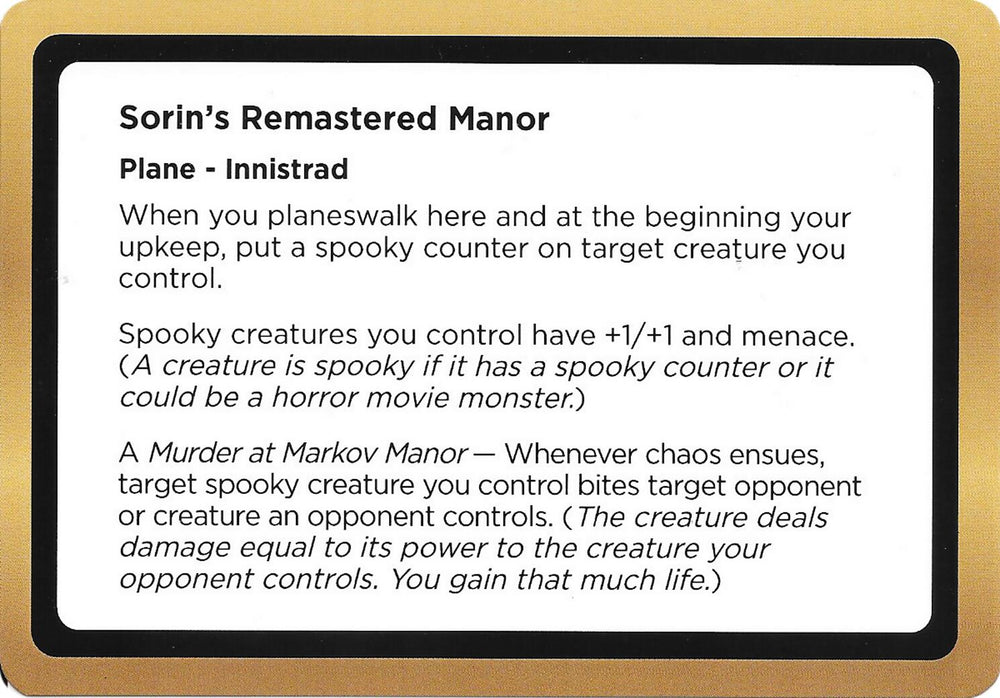 Sorin's Remastered Manor (Black Lotus Unknown Planechase) [Oversize Cards] Magic: The Gathering