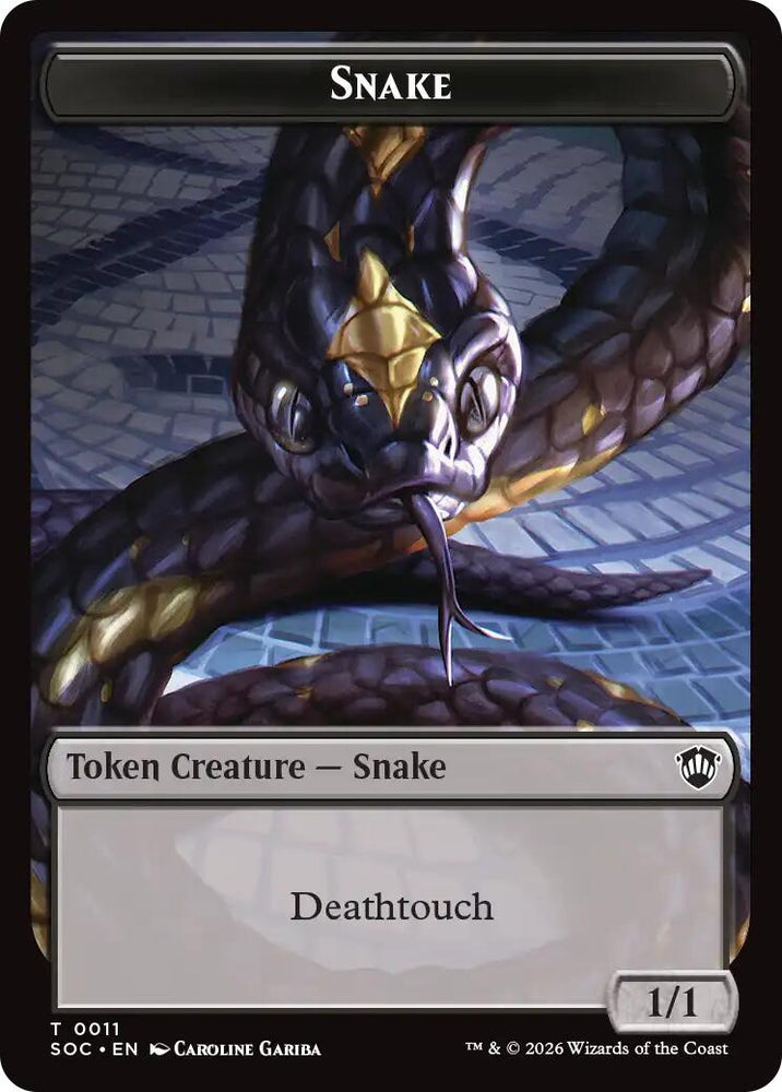 Snake // Zombie Double-Sided Token [Secrets of Strixhaven Commander Tokens] Magic: The Gathering