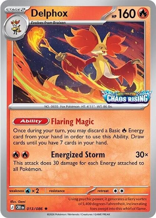 Delphox (013/086) (Chaos Rising Stamped) [Miscellaneous Cards] Pokémon