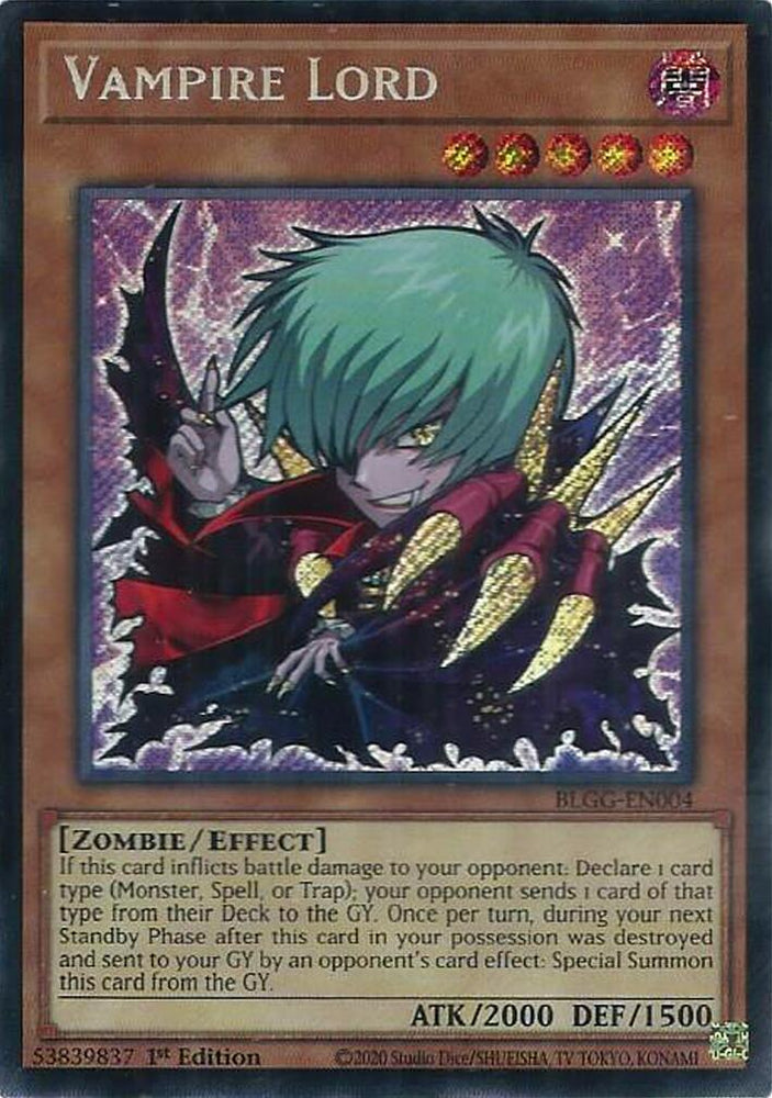 Vampire Lord [BLGG-EN004] Secret Rare Yu-Gi-Oh!