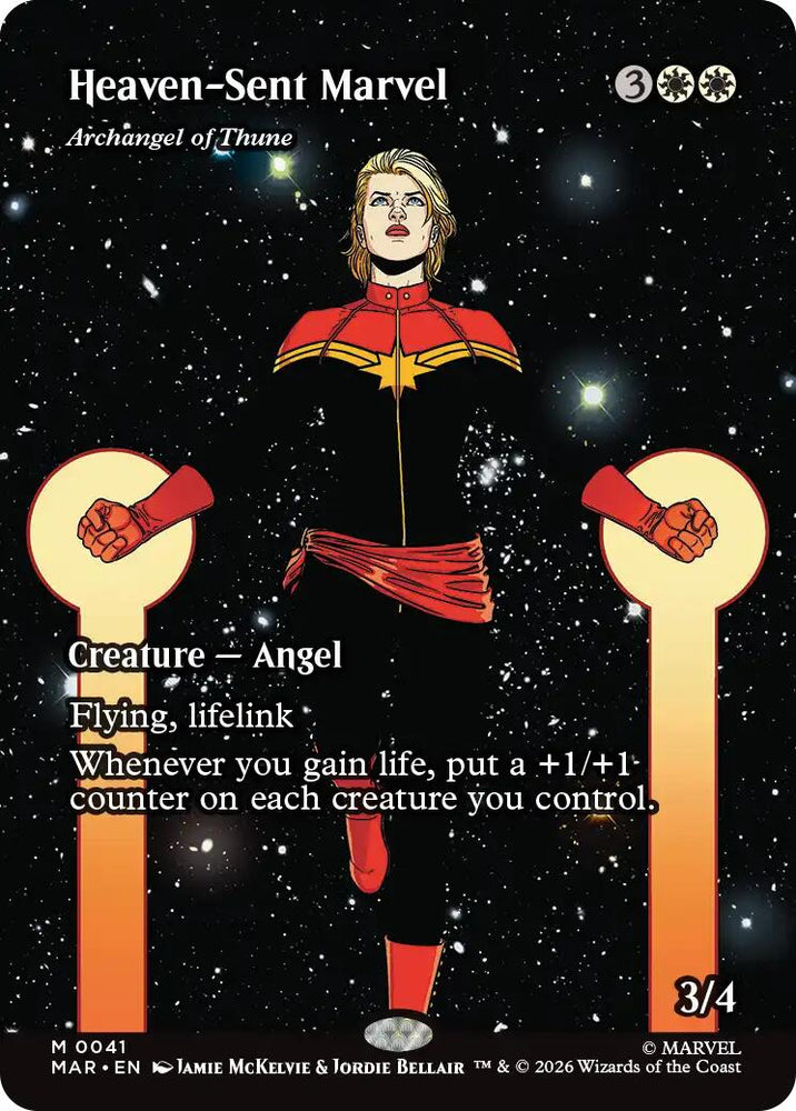 Heaven-Sent Marvel - Archangel of Thune (Borderless) [Marvel Universe: Eternal-Legal] Magic: The Gathering