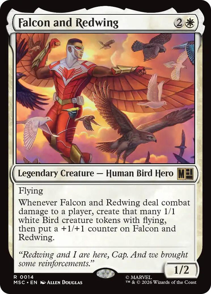 Falcon and Redwing (Surge Foil) [Marvel Super Heroes Commander] Magic: The Gathering