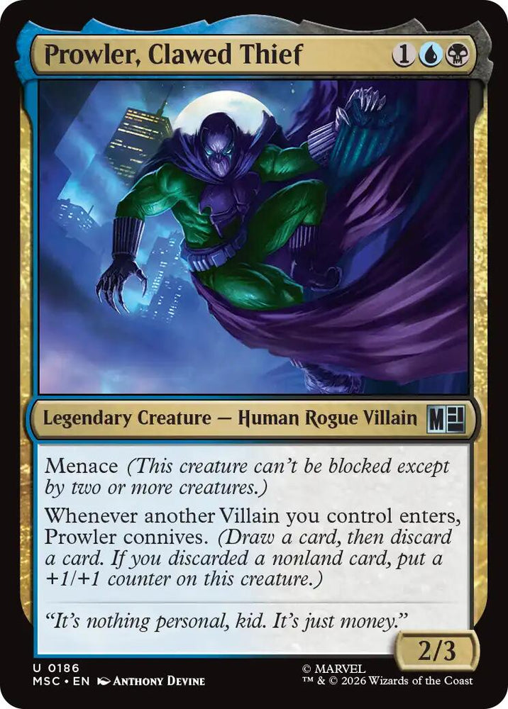 Prowler, Clawed Thief [Marvel Super Heroes Commander] Magic: The Gathering