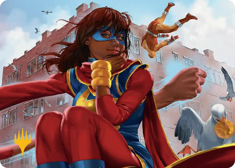 Ms. Marvel, Kamala Khan Art Card (Gold-Stamped Planeswalker Symbol) [Marvel Super Heroes Art Series] Magic: The Gathering