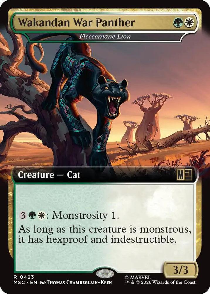 Wakandan War Panther - Fleecemane Lion (Extended Art) [Marvel Super Heroes Commander] Magic: The Gathering