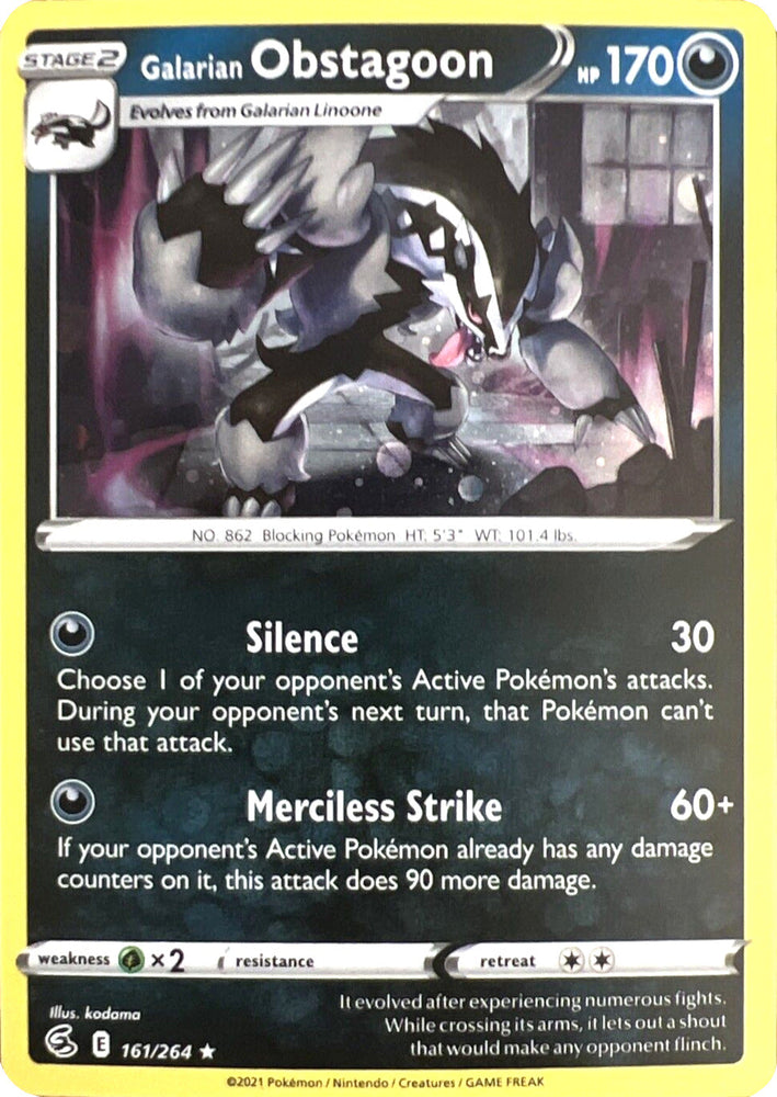 Galarian Obstagoon (161/264) (Cosmos Holo) [Sword & Shield: Fusion Strike] Pokémon