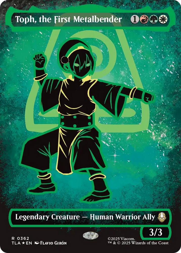 Toph, the First Metalbender (Borderless) (Neon Ink Foil) [Avatar: The Last Airbender] Magic: The Gathering