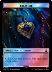 Alien Rhino // Treasure (0061) Double-Sided Token (Surge Foil) [Doctor Who Tokens] Magic: The Gathering