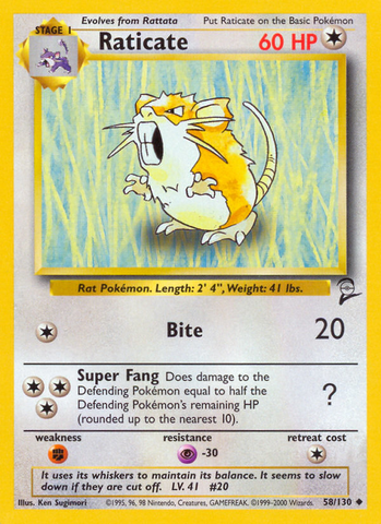 Raticate (58/130) [Base Set 2] Pokémon