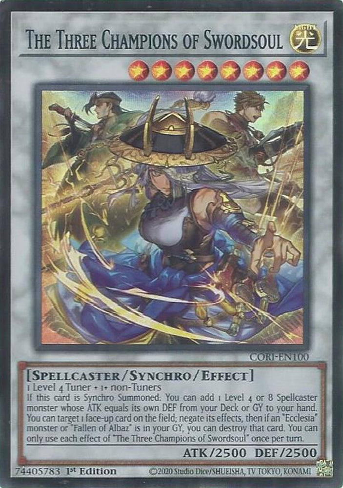 The Three Champions of Swordsoul [CORI-EN100] Super Rare Yu-Gi-Oh!
