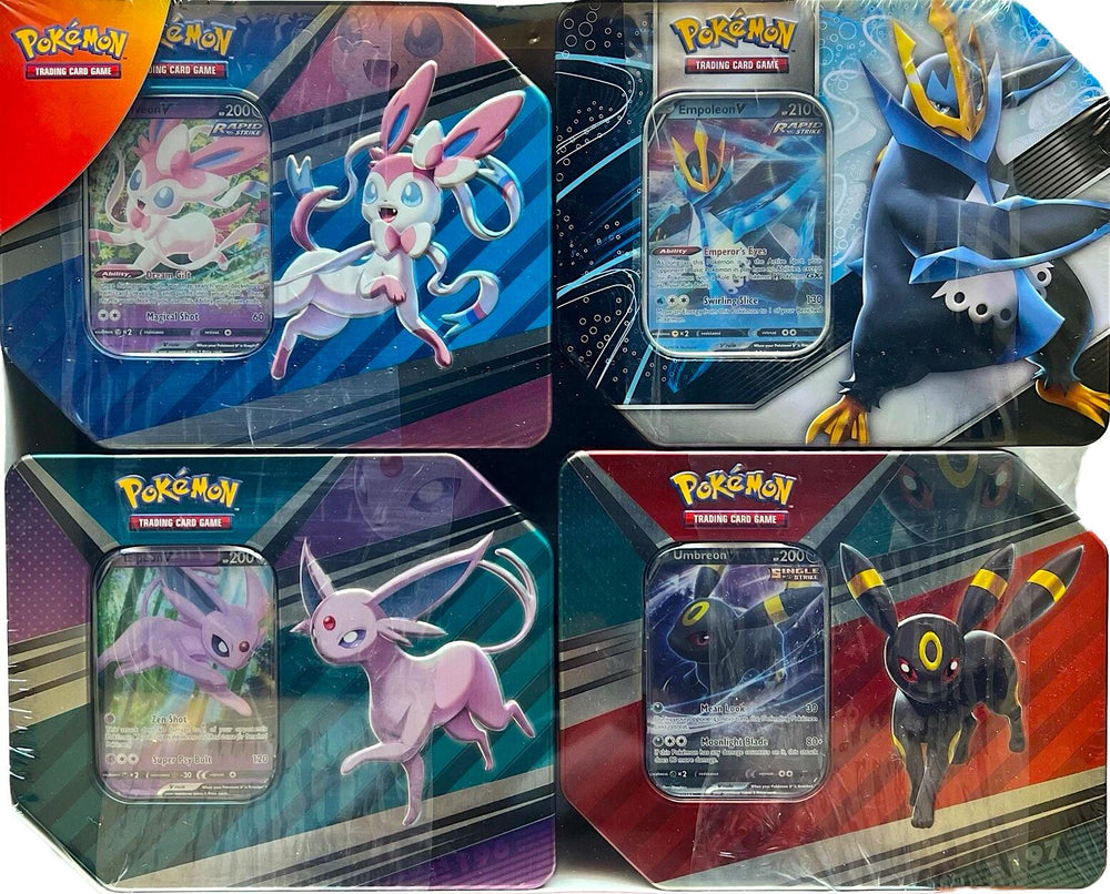 Costco Exclusive 4-Tin Bundle: V Heroes Tin [Set of 3] + V Strikers [Empoleon] Pokémon