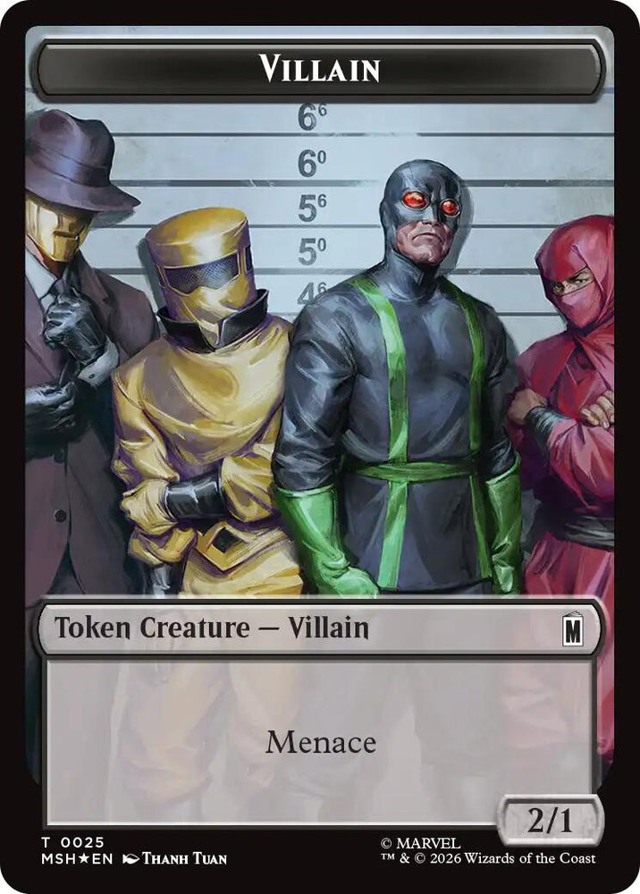 Villain // Robot Villain Double-Sided Token (025//026) (Surge Foil) [Marvel Super Heroes Tokens] Magic: The Gathering