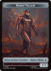 Villain // Robot Villain Double-Sided Token (025//026) (Surge Foil) [Marvel Super Heroes Tokens] Magic: The Gathering