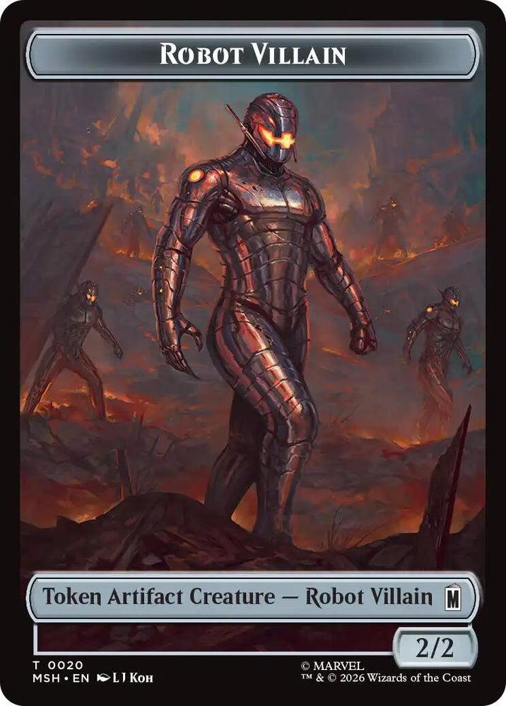 Hero // Robot Villain Double-Sided Token [Marvel Super Heroes Tokens] Magic: The Gathering