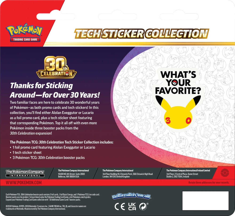 30th Celebration Tech Sticker Collection [Lucario] Pokémon