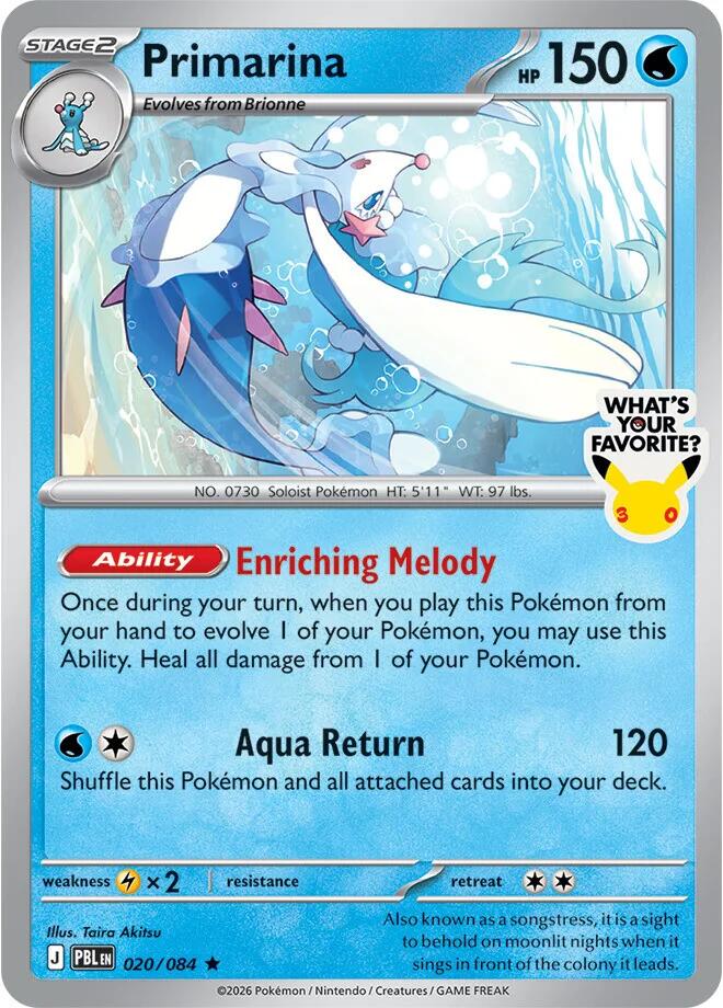 Primarina (020/084) (What's Your Favorite Stamp) [Mega Evolution: Pitch Black] Pokémon