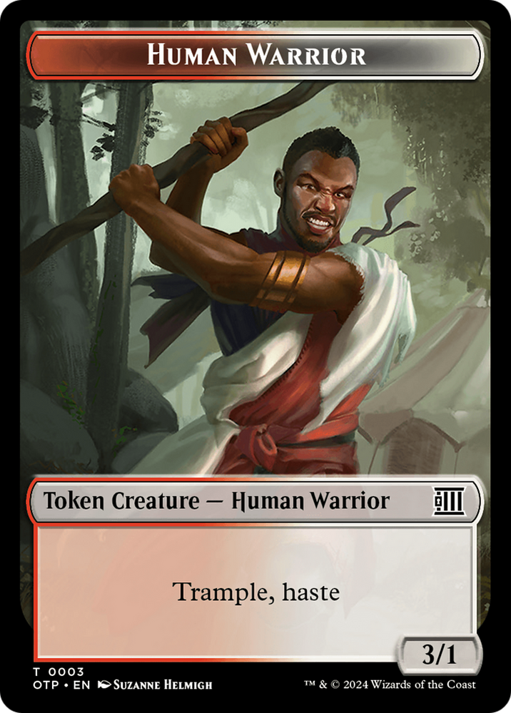 Treasure // Human Warrior Double-Sided Token [Outlaws of Thunder Junction Tokens] Magic: The Gathering