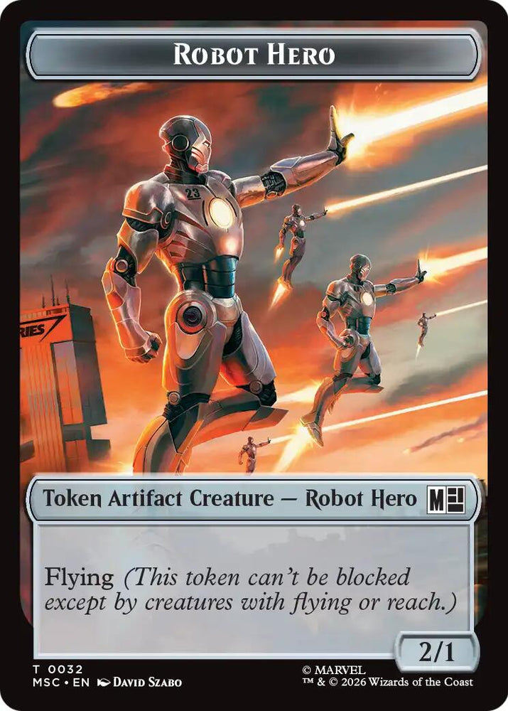 Robot Hero // Villain Double-Sided Token [Marvel Super Heroes Commander Tokens] Magic: The Gathering