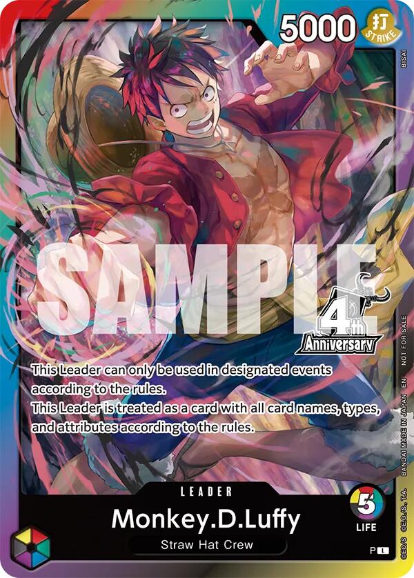 Monkey.D.Luffy (4th Anniversary Leader Card) [One Piece Promotion Cards] Bandai