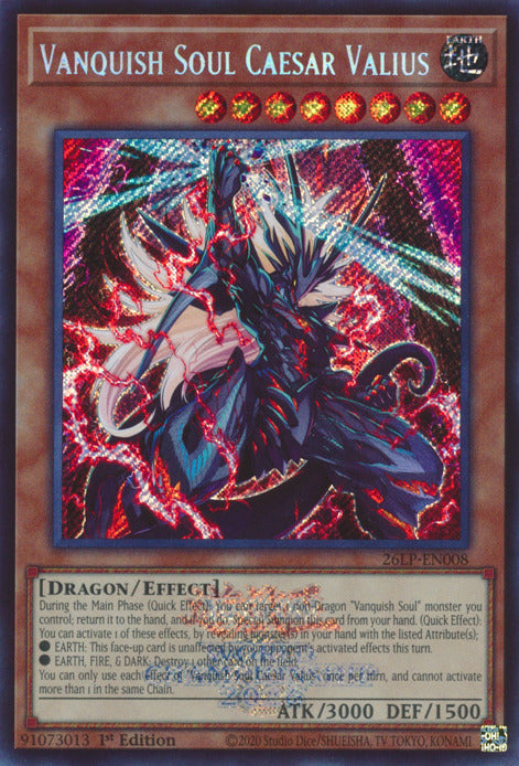 Vanquish Soul Caesar Valius (Emblazoned Secret Rare) [26LP-EN008] Secret Rare Yu-Gi-Oh!