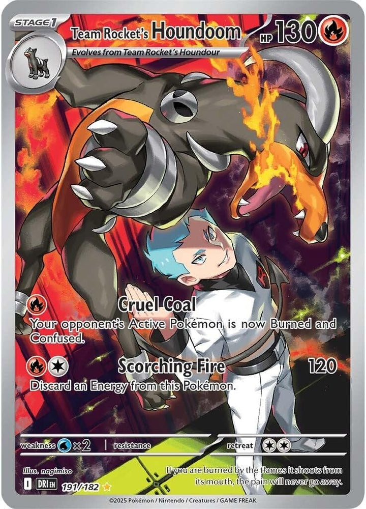 Team Rockets Houndoom 191/182  Destined Rivals Illustration Rare  Foil Card Pokémon