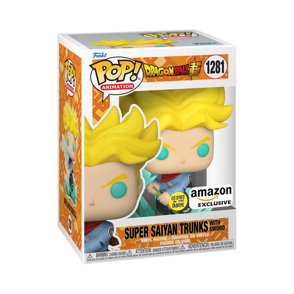 Funko Pop! Animation: Dragon Ball Super - Super Saiyan Trunks with Sword, Glow in The Dark, Amazon Exclusive FUNKO