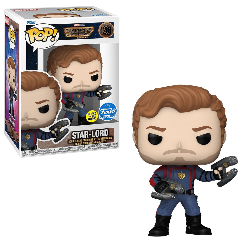 Funko POP Vinyl Marvel: GOTG3 - Star-Lord -Bobblehead, Glow in The Dark Uniform Edges Collectible Figure, Guardians of The Galaxy: Volume 3 FUNKO